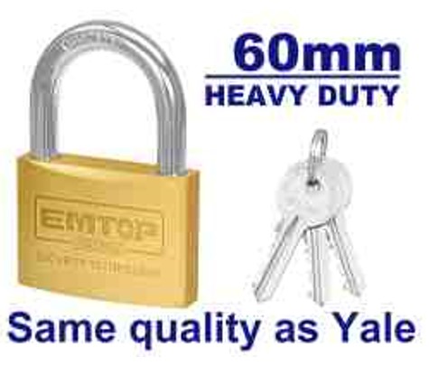 Professional 60mm Heavy Duty Brass Padlock - 385g Weight Solid Brass Cylinder Pins Brass Keys Parts Longer Service Life Double Blister